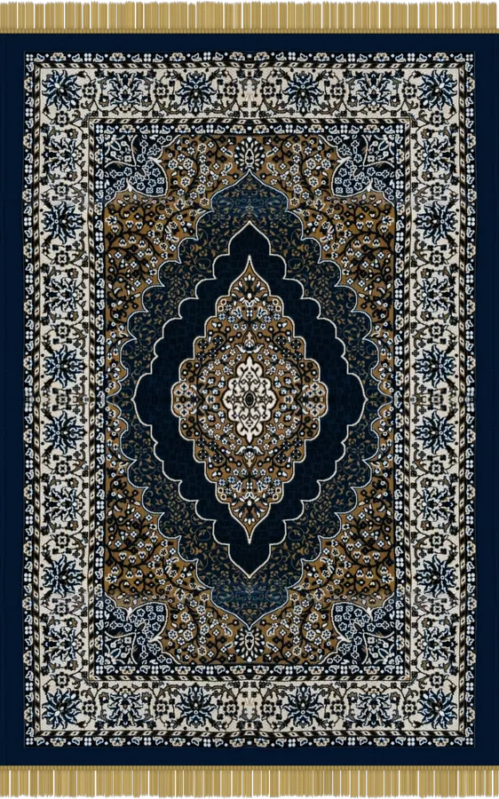 The Saffron Medallion, ochre, navy and cream